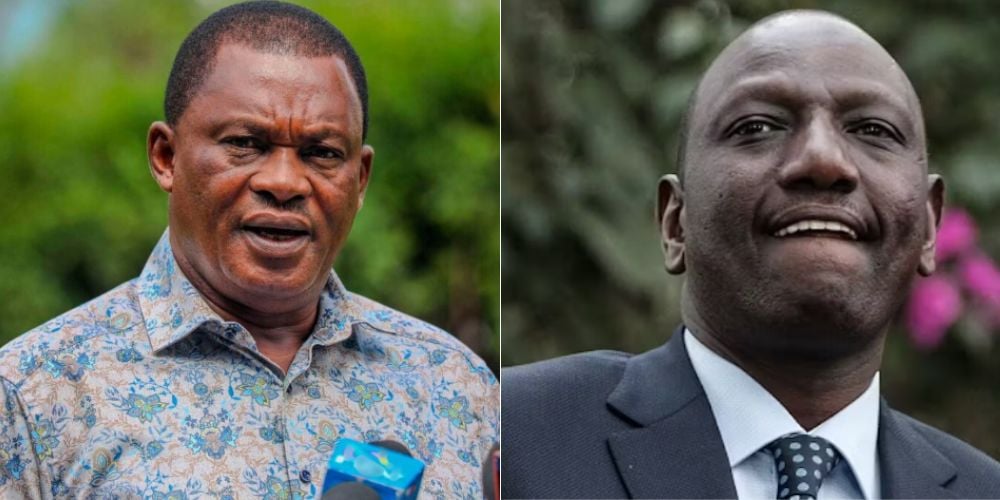 A collage of former Attorney General Justin Muturi and President William Ruto.